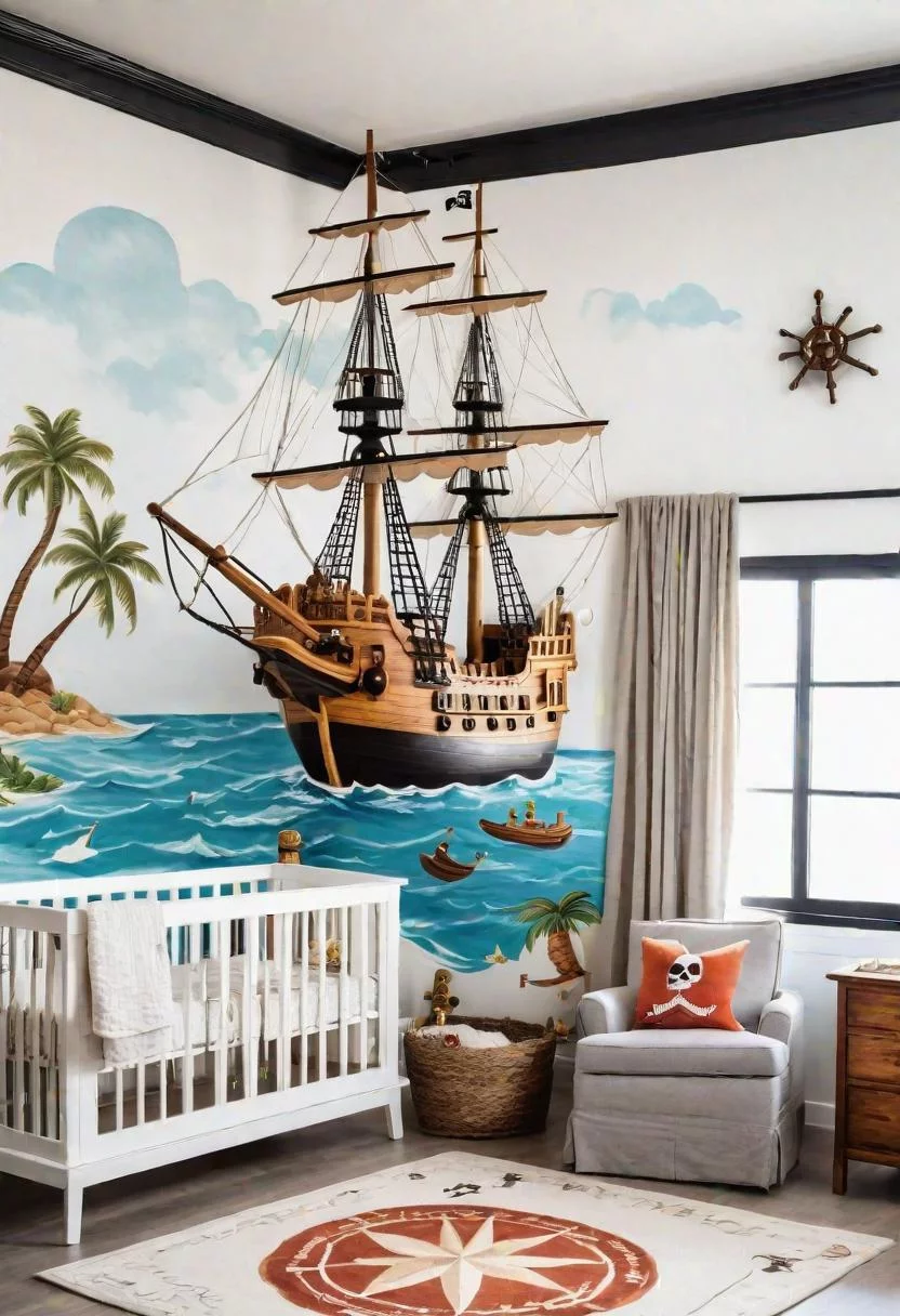 61 Dreamy Nursery Room Inspirations: From Cozy Corners to Whimsical Themes 45 27. Pirate Nursery Room Inspiration-1