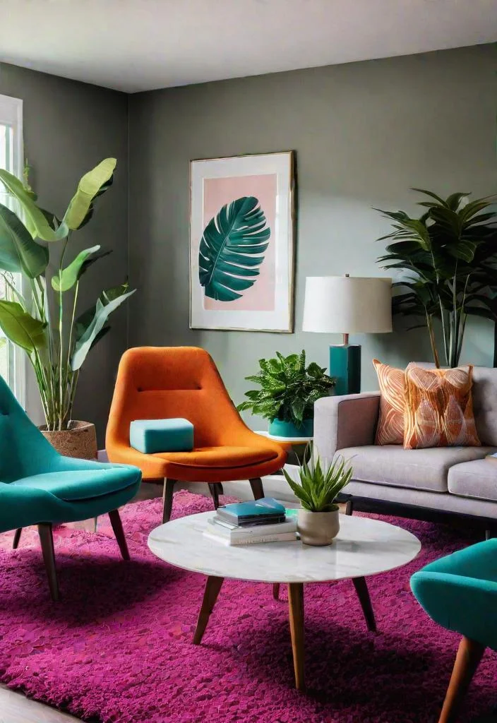 27 Beautiful mid century modern living rooms 23 19. Pop Color Shag Rug-0
