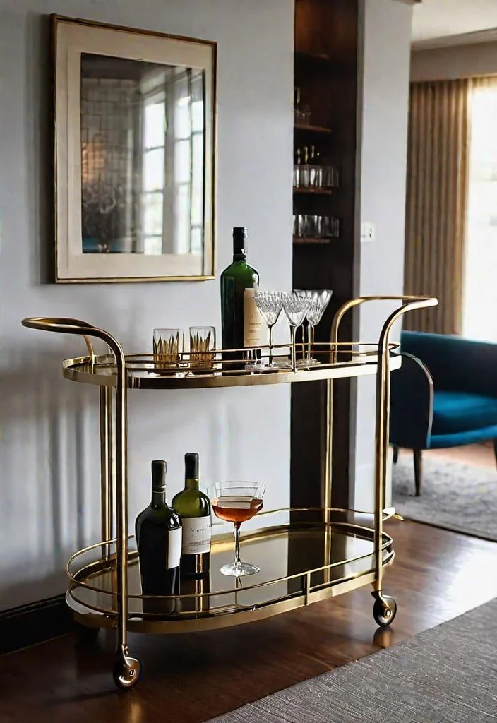 27 Beautiful mid century modern living rooms 24 20. Retro Bar Cart-0