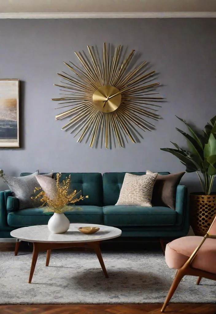 27 Beautiful mid century modern living rooms 3 2. Retro Wall Clock-0