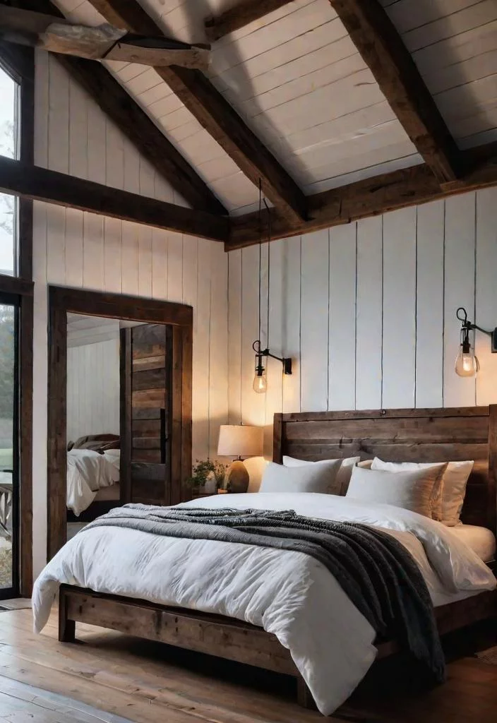 38 Genius Farmhouse Bedroom Ideas 3 2. Rustic Farmhouse Bedroom Design-0