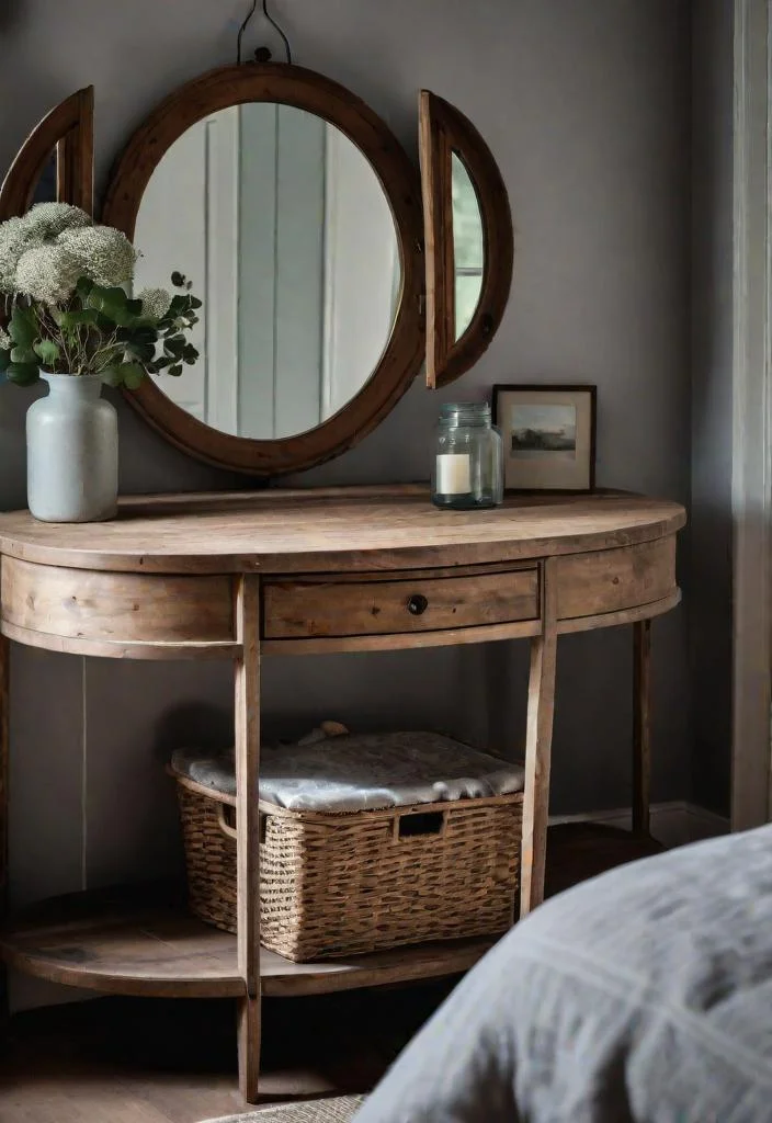 38 Genius Farmhouse Bedroom Ideas 36 35. Rustic Farmhouse Vanity and Mirror-0