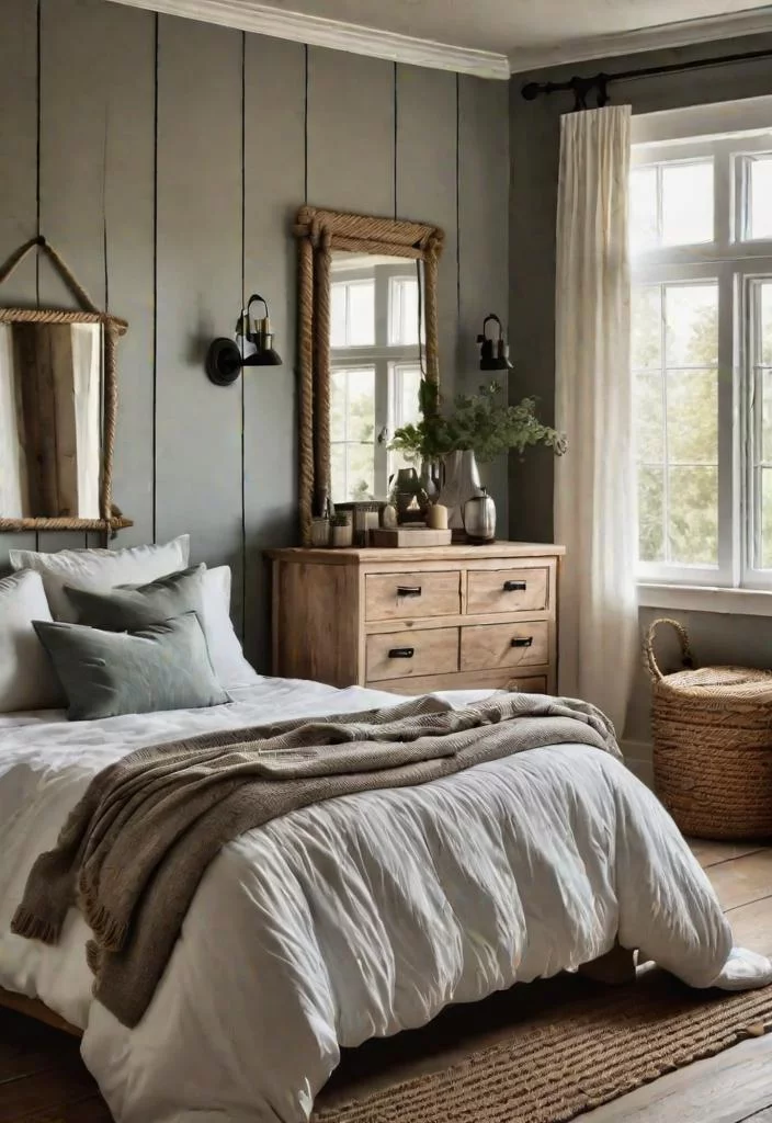 38 Genius Farmhouse Bedroom Ideas 23 22. Rustic Mirror DIY-0