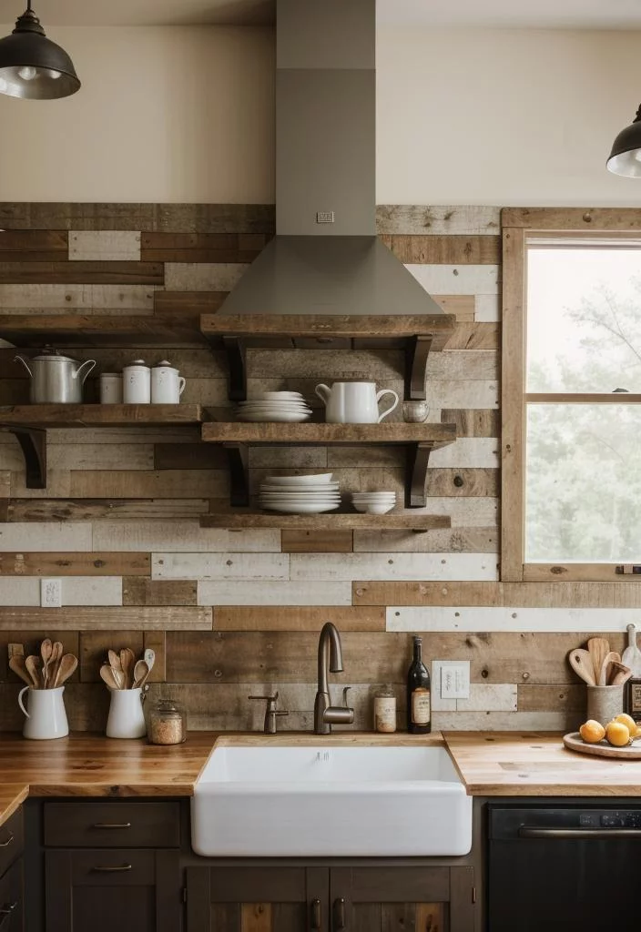 35 Stunning Kitchen Backsplash Ideas: Creative and Eye-Catching Designs 40 28. Rustic Wood Backsplash Design-0