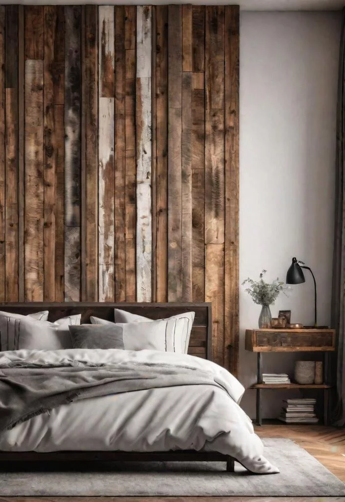 38 Genius Farmhouse Bedroom Ideas 37 36. Rustic Wood Headboard Art-0