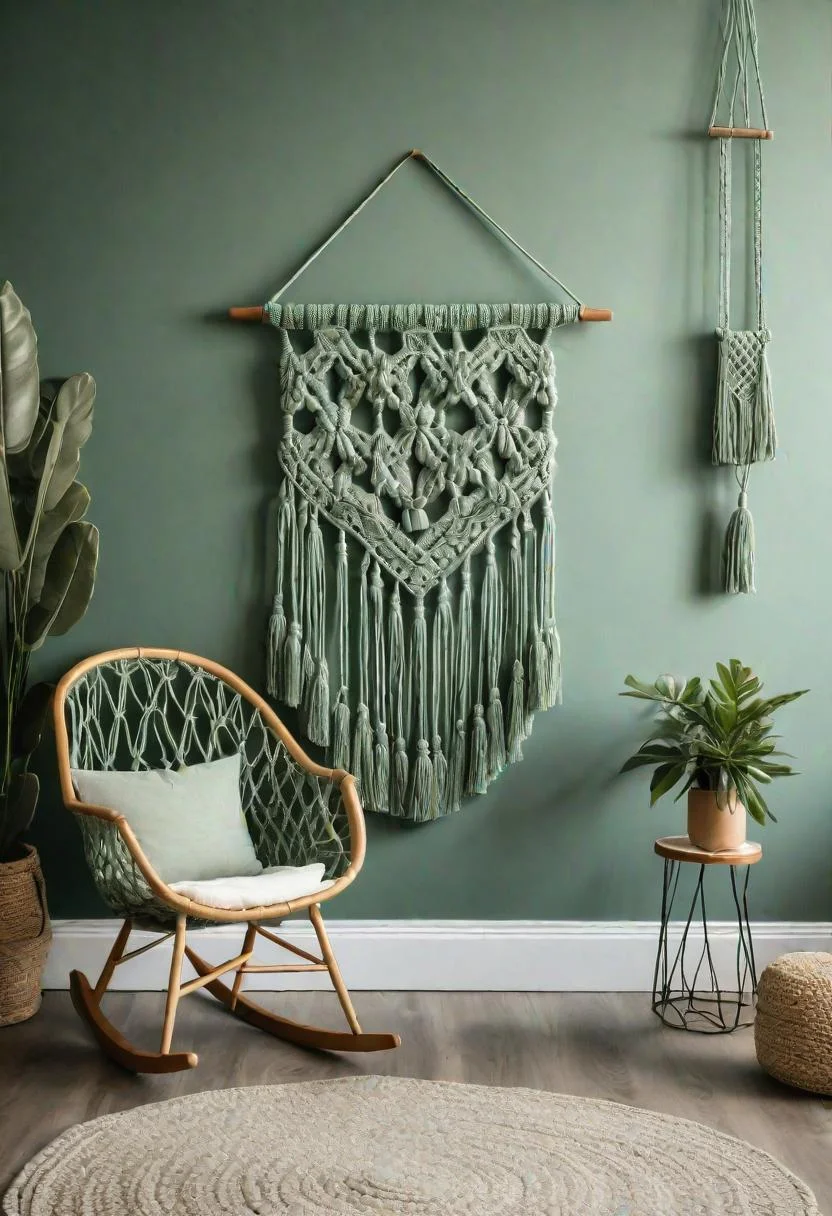 45 Serene Sage Green Nursery Ideas: Calming and Chic Inspirations 56 31. Sage Green Macramé Wall Hangings-0