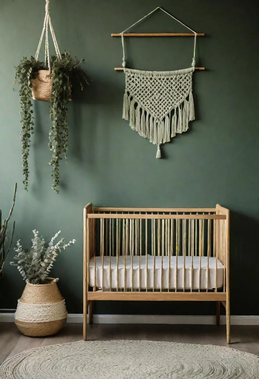 45 Serene Sage Green Nursery Ideas: Calming and Chic Inspirations 57 31. Sage Green Macramé Wall Hangings-1