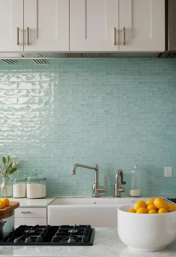 35 Stunning Kitchen Backsplash Ideas: Creative and Eye-Catching Designs 32 22. Sea Glass Mosaic Magic-0