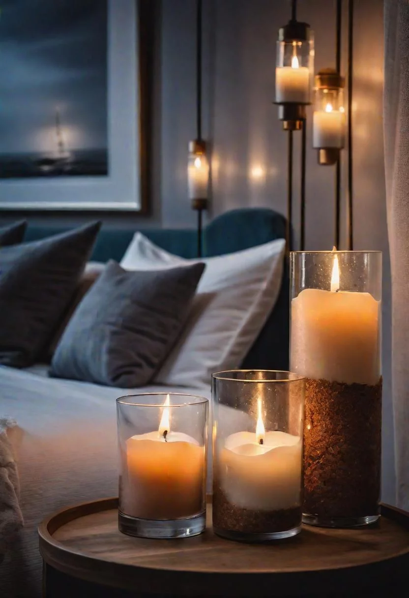 43 Relaxing Coastal Bedrooms for Breezy Retreats 21 20. Sea Salt Candle Mood Lighting-0