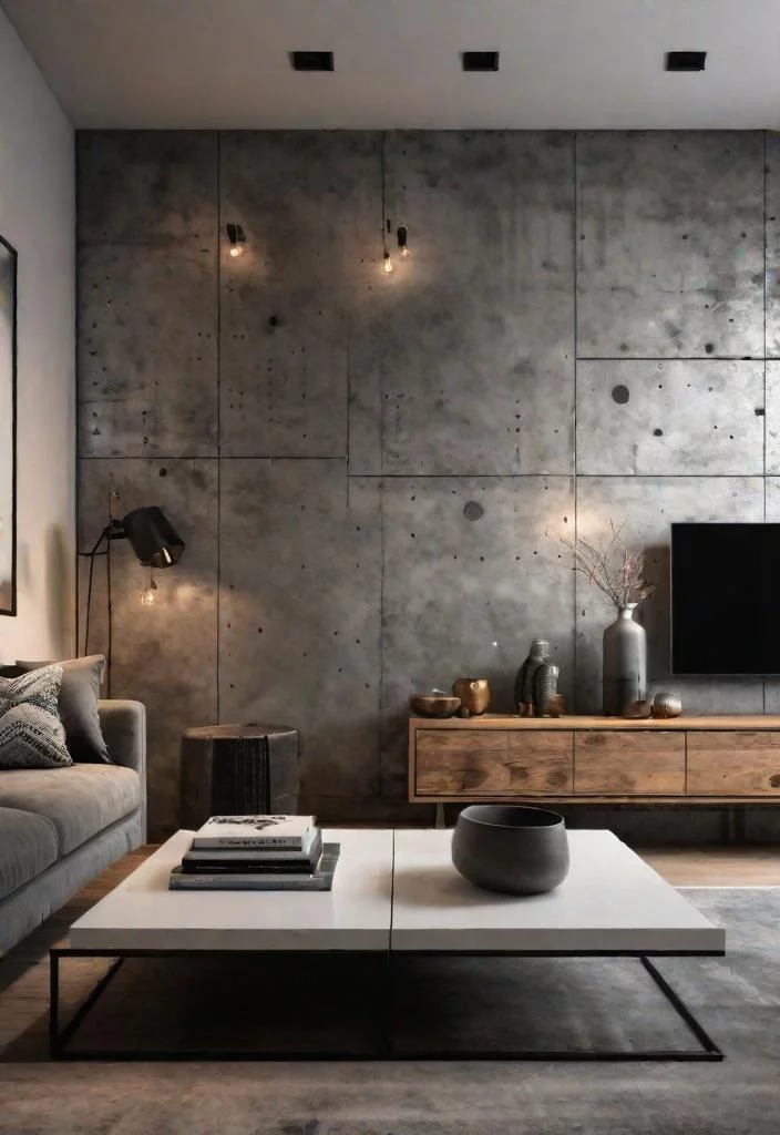12. Stylish Stenciled Concrete Accent Walls-0 12. Stylish Stenciled Concrete Accent Walls-0