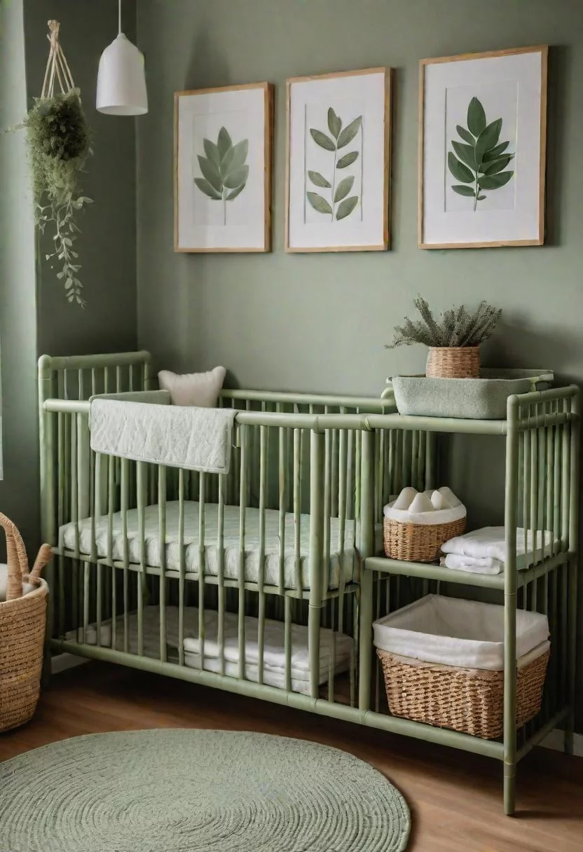 45 Serene Sage Green Nursery Ideas: Calming and Chic Inspirations 49 26. Sustainable Sage Green Baby Dinnerware-0