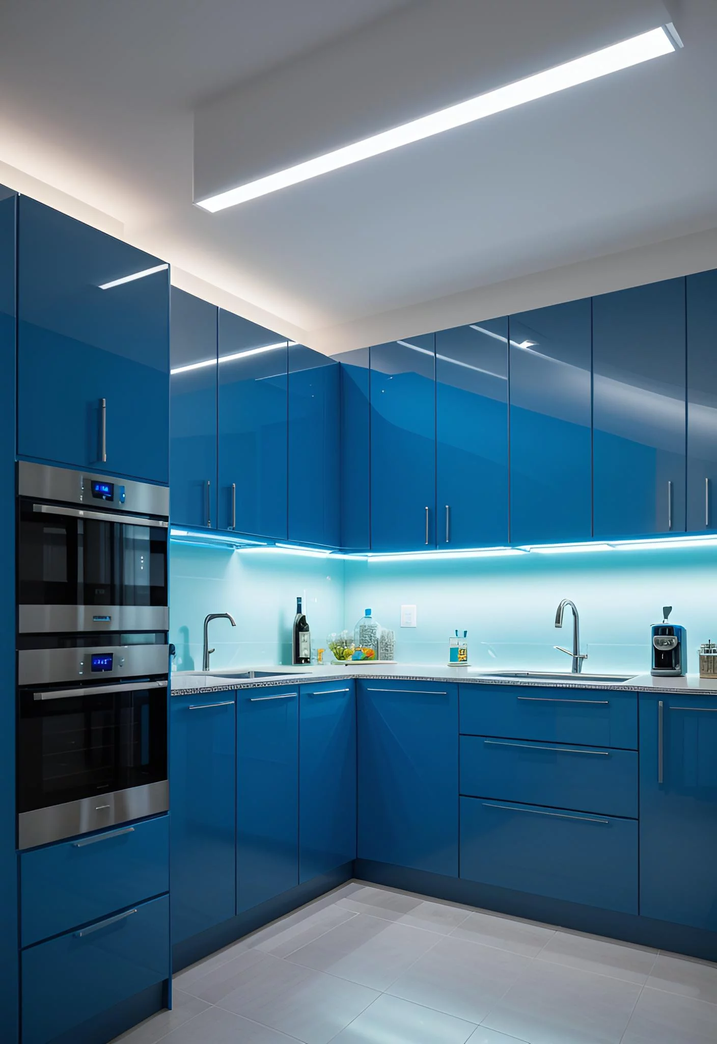 23. Tech-Enhanced Blue Kitchen Cabinets-0