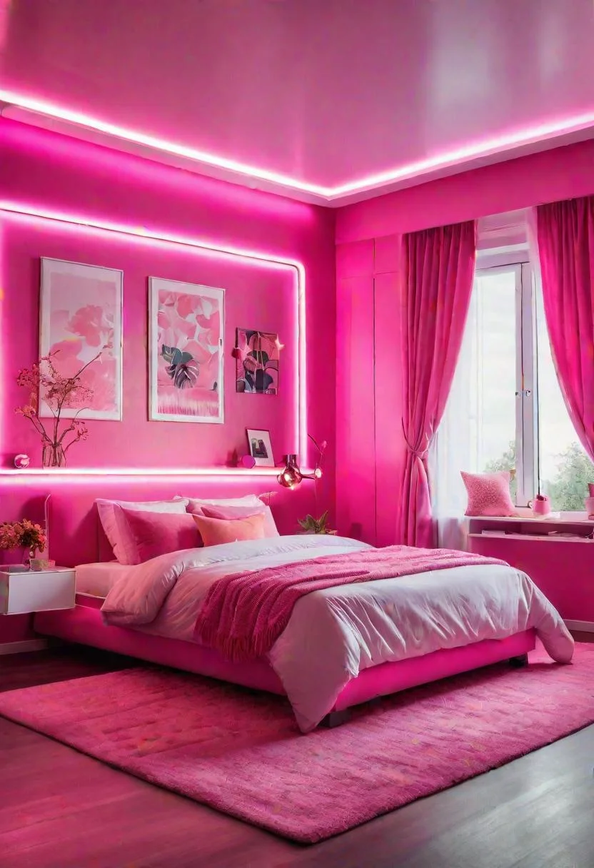 63 Luxurious Pink Bedrooms to Warm Up Your Space 10 9. Teen Bubblegum Pink Bedroom-0