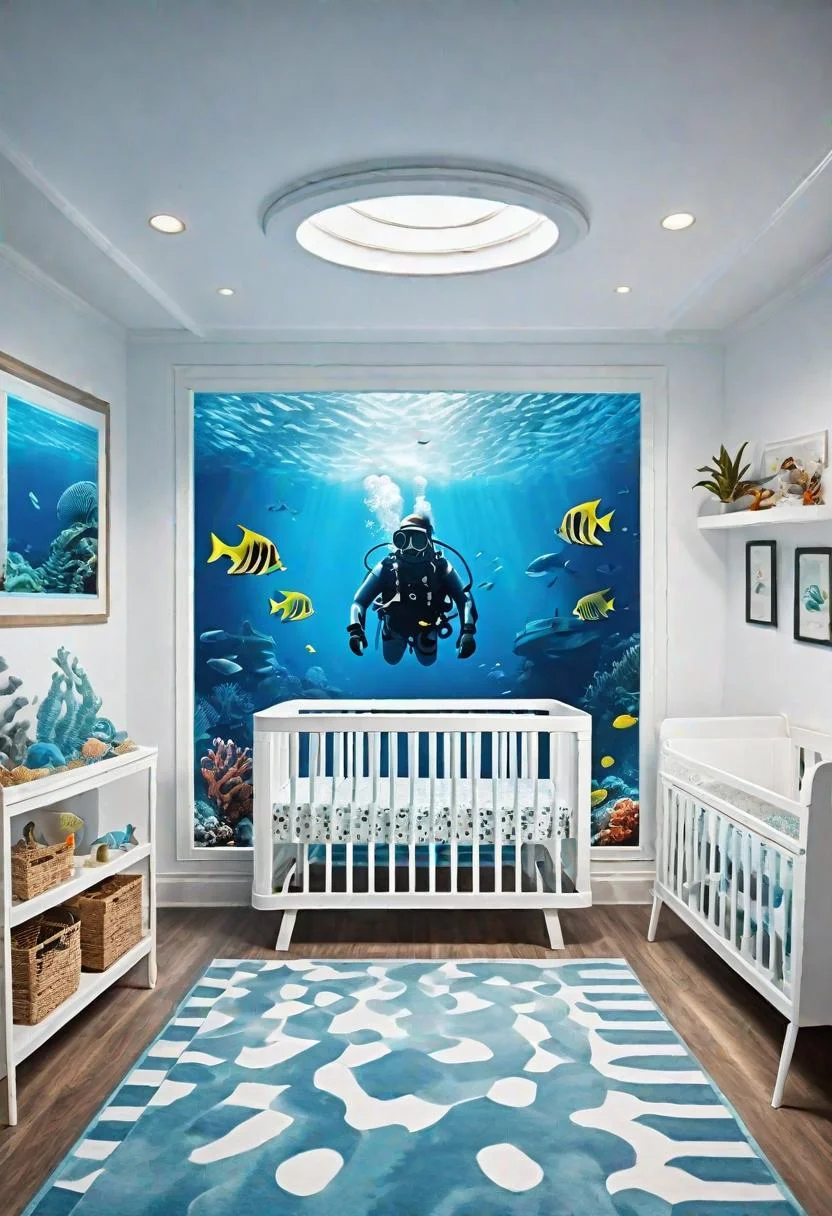 61 Dreamy Nursery Room Inspirations: From Cozy Corners to Whimsical Themes 77 55. Underwater Nursery Theme Ideas-0