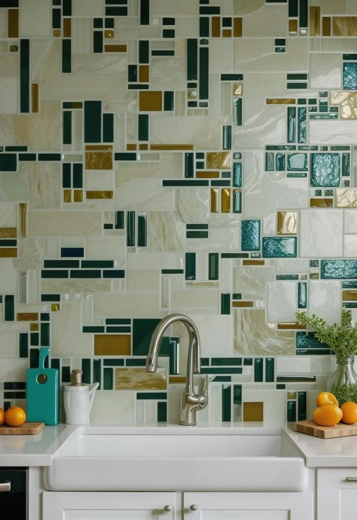 35 Stunning Kitchen Backsplash Ideas: Creative and Eye-Catching Designs 12 7. Vibrant Glass Mosaic Backsplashes-1