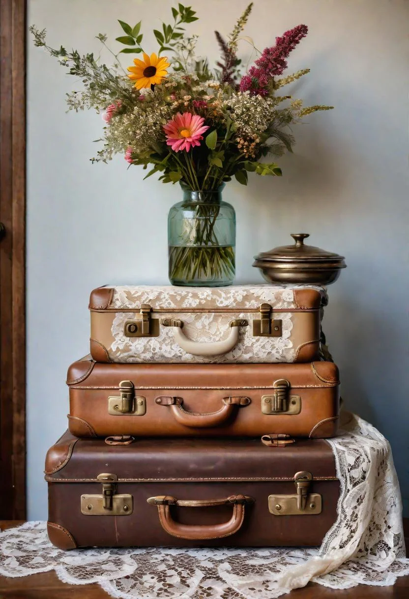 1. Vintage Suitcase Entrance Table-0