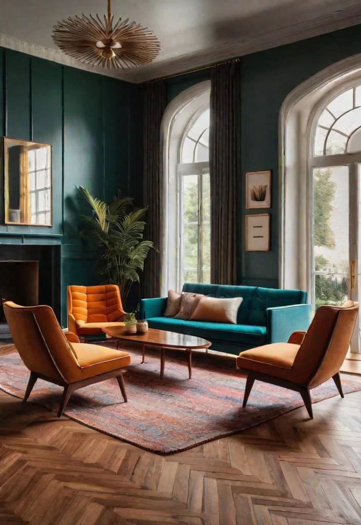 27 Beautiful mid century modern living rooms 16 14. Wood Flooring: Herringbone Pattern-0