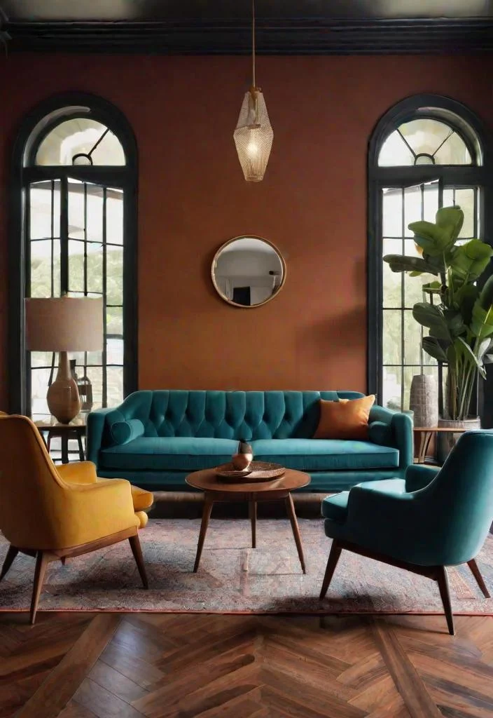 27 Beautiful mid century modern living rooms 17 14. Wood Flooring: Herringbone Pattern-1