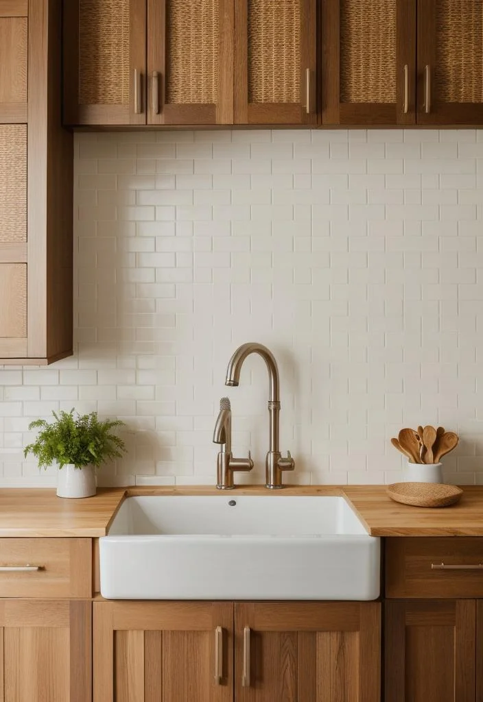 35 Stunning Kitchen Backsplash Ideas: Creative and Eye-Catching Designs 33 23. Wooden Basket Weave Backsplash-0
