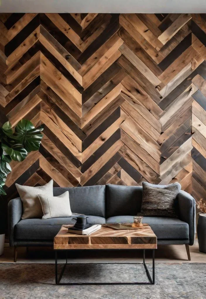 4. Wooden Herringbone Accent Wall-0 4. Wooden Herringbone Accent Wall-0