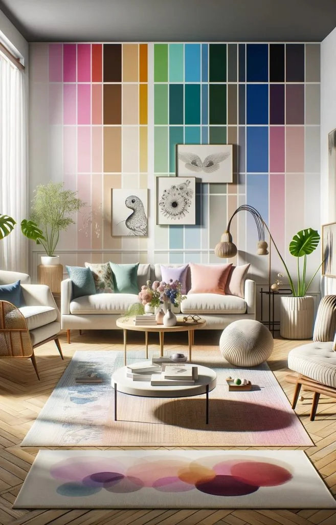 mid-century modern living room color palette