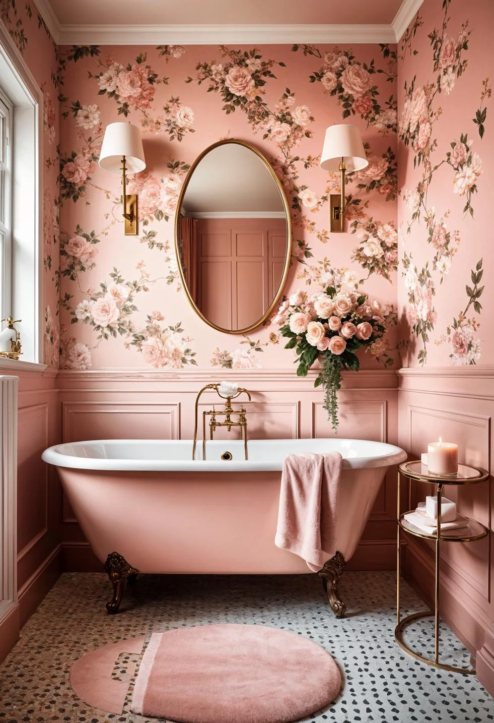 10. Blush Pink Floral Bathroom Decor-0