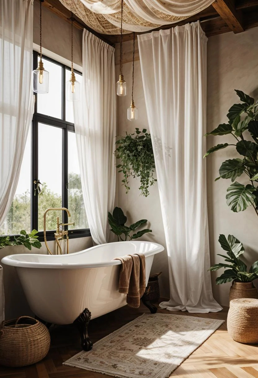 19. Boho Bathtub Canopy Decor-1