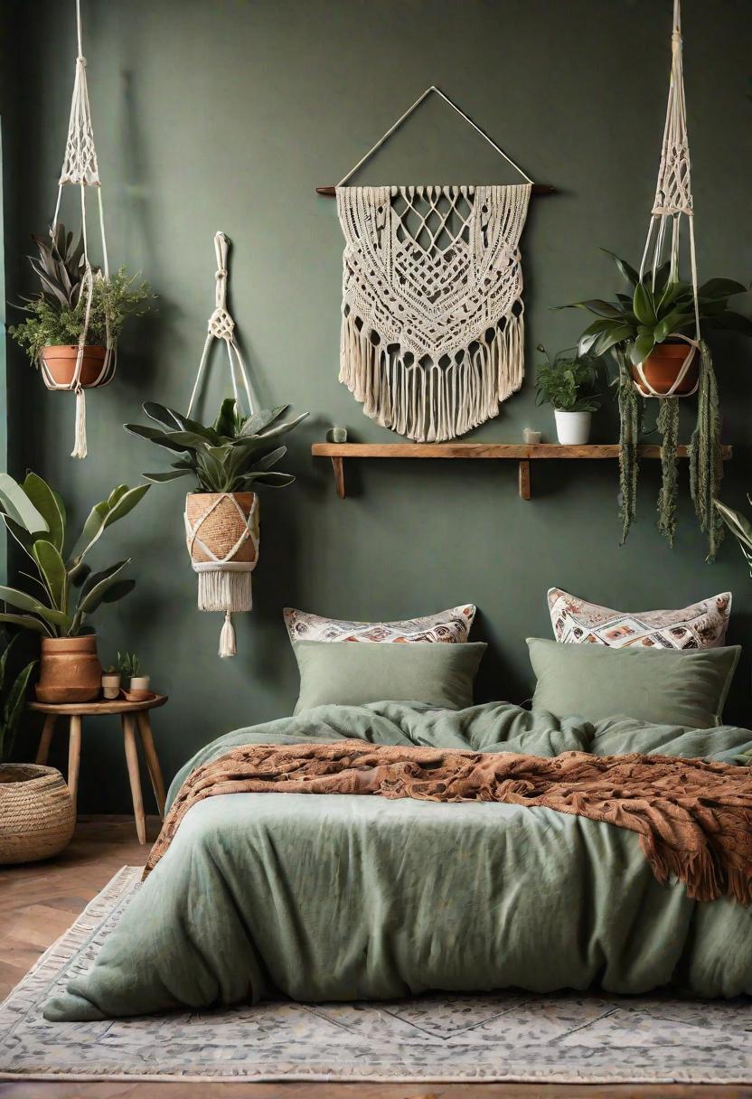 2. Boho Sage Green Bedroom Style-0
