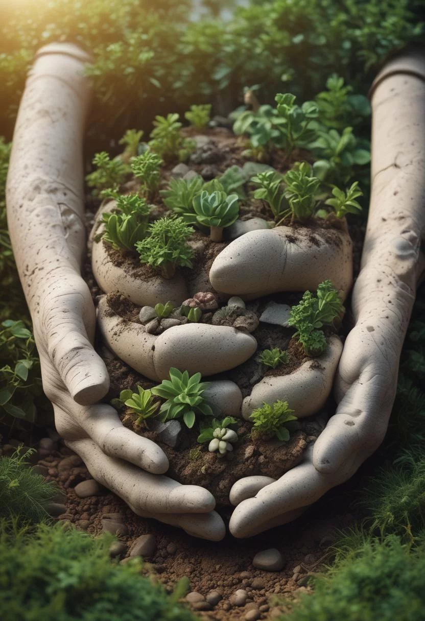 41 Stunning Garden Decor Ideas for an Aesthetic Backyard 19 15. Cement Hand Planter Inspiration-0