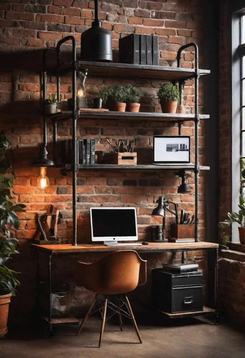 18. Chic Industrial Workspace Design Ideas-0
