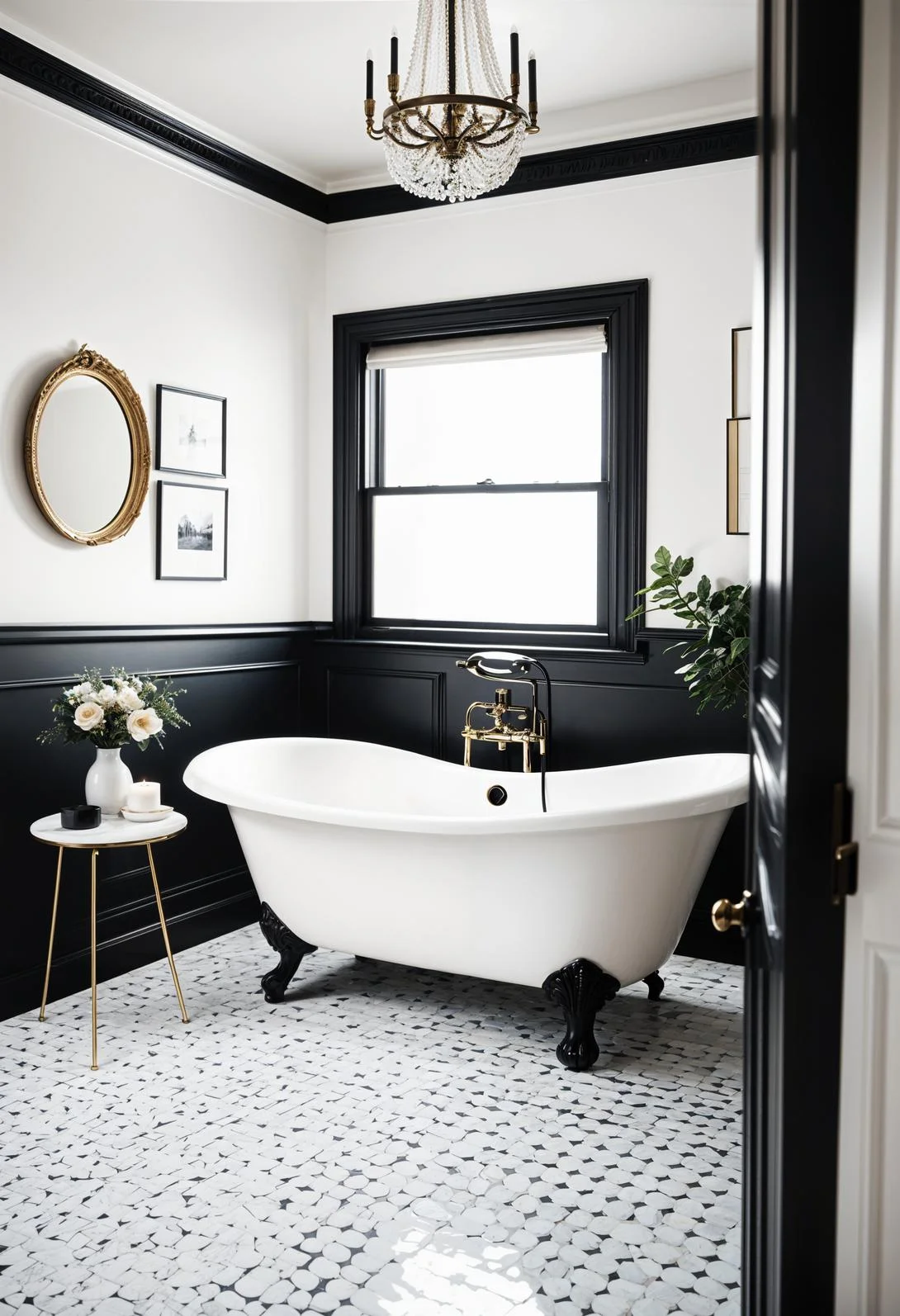 19 Stunning Black and White Bathroom Designs to Inspire You 3 2. Chic Vintage Clawfoot Tub Inspiration-0