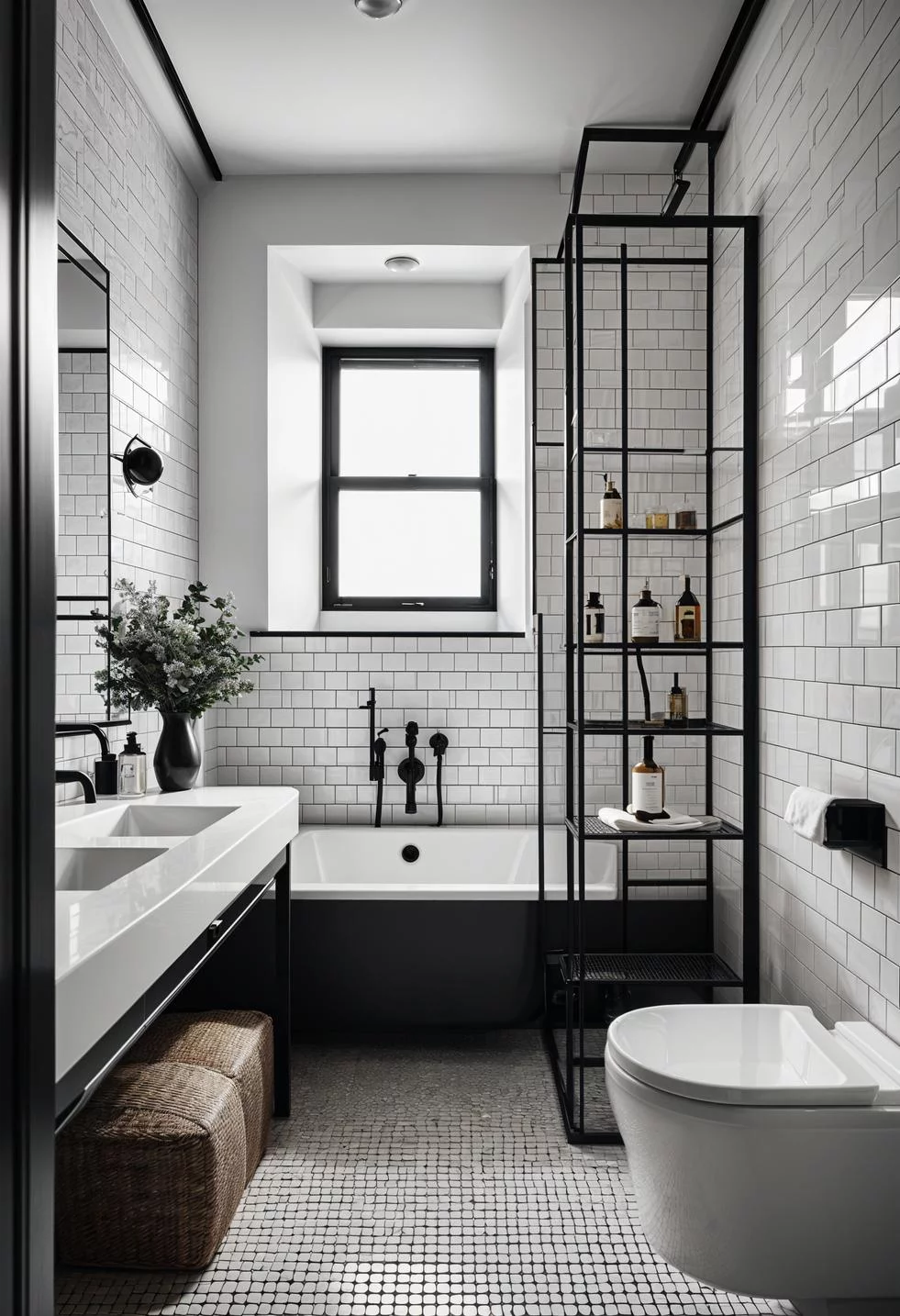 19 Stunning Black and White Bathroom Designs to Inspire You 7 6. Contrasting Bathroom Design Scheme-0