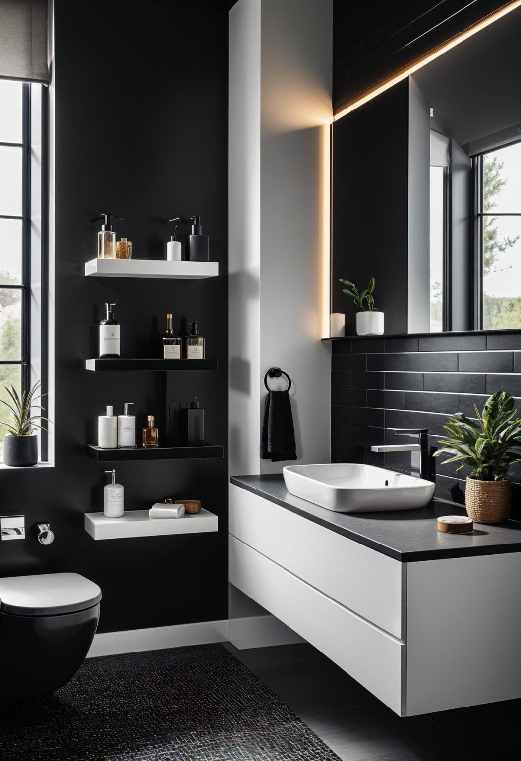 19 Stunning Black And White Bathroom Designs To Inspire You - Lovely Harbor