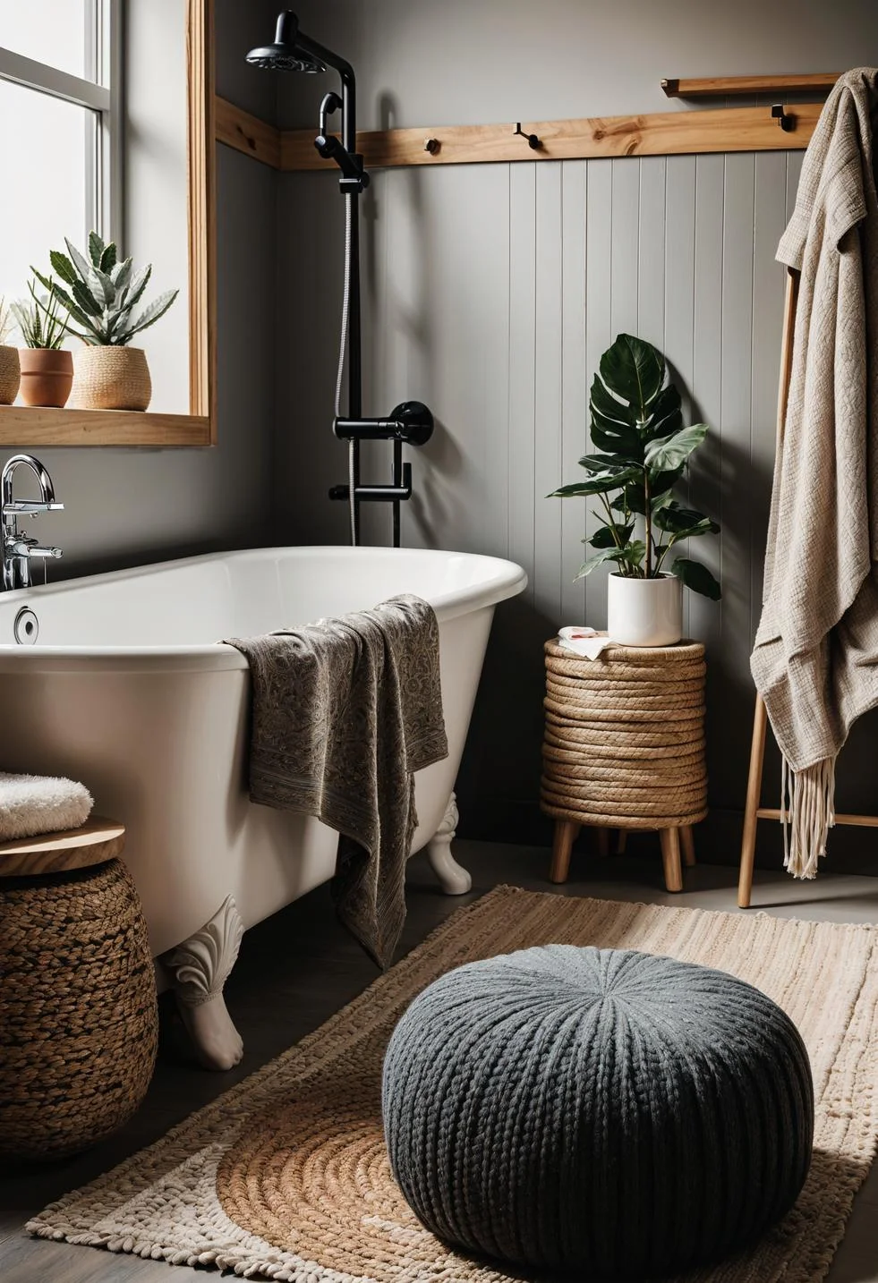 27. Cozy Boho Bathroom Seating-0