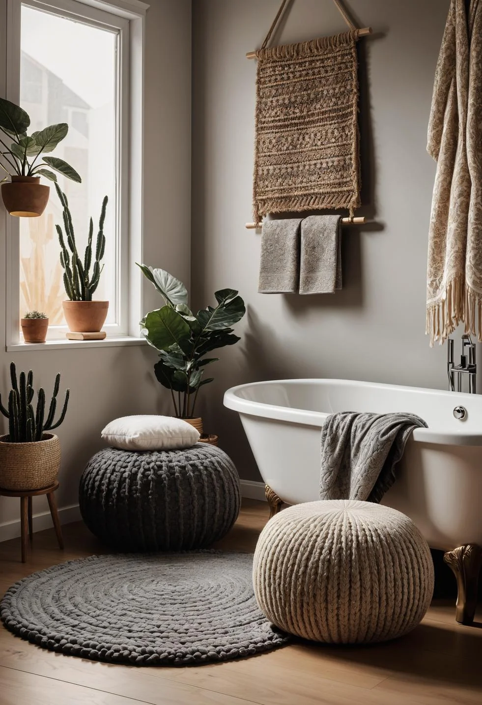 27. Cozy Boho Bathroom Seating-1