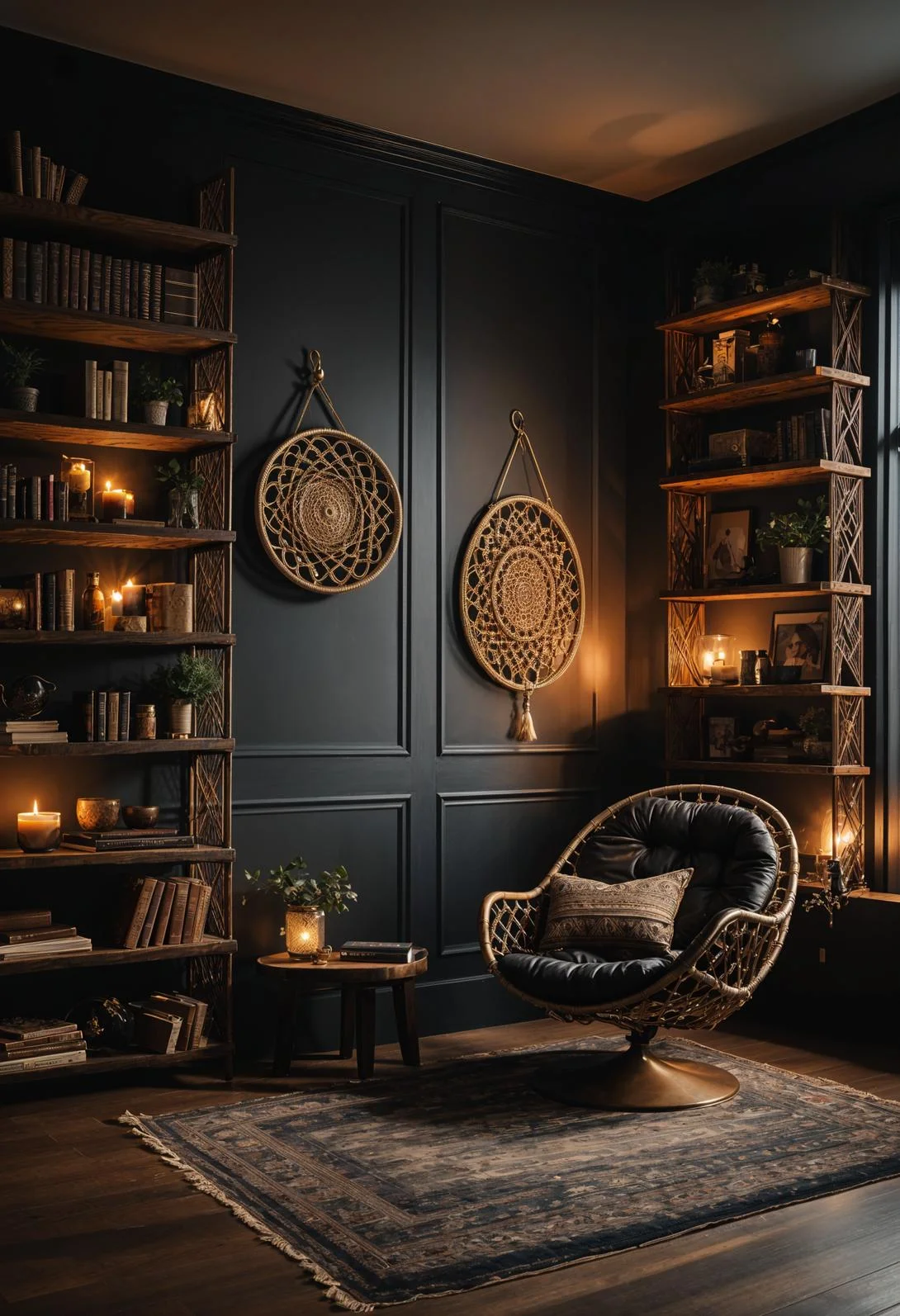 30. Cozy Dark Boho Reading Nook-0