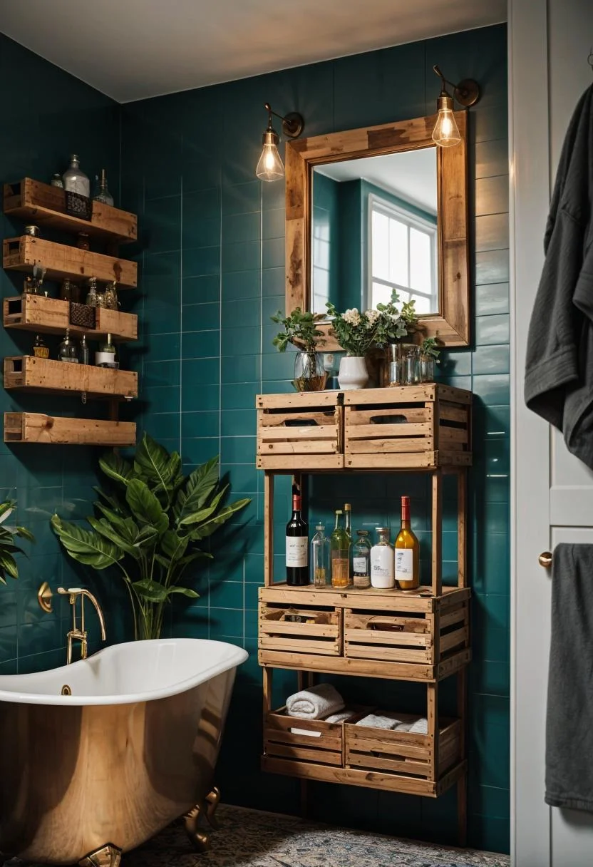 17. Creative Bathroom Storage with Wine Crates-0