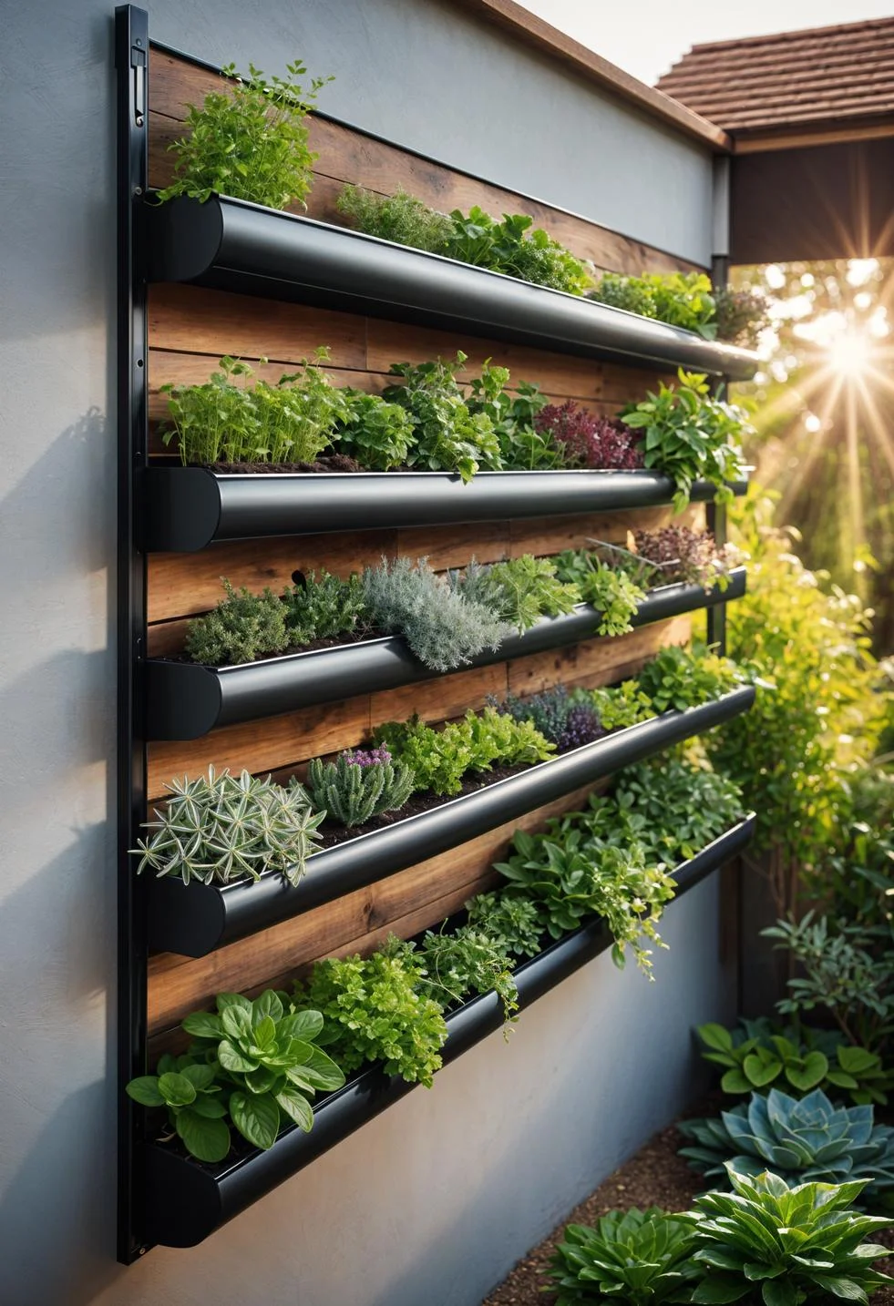 41 Stunning Garden Decor Ideas for an Aesthetic Backyard 7 5. Creative Herb Gutter Garden Ideas-0