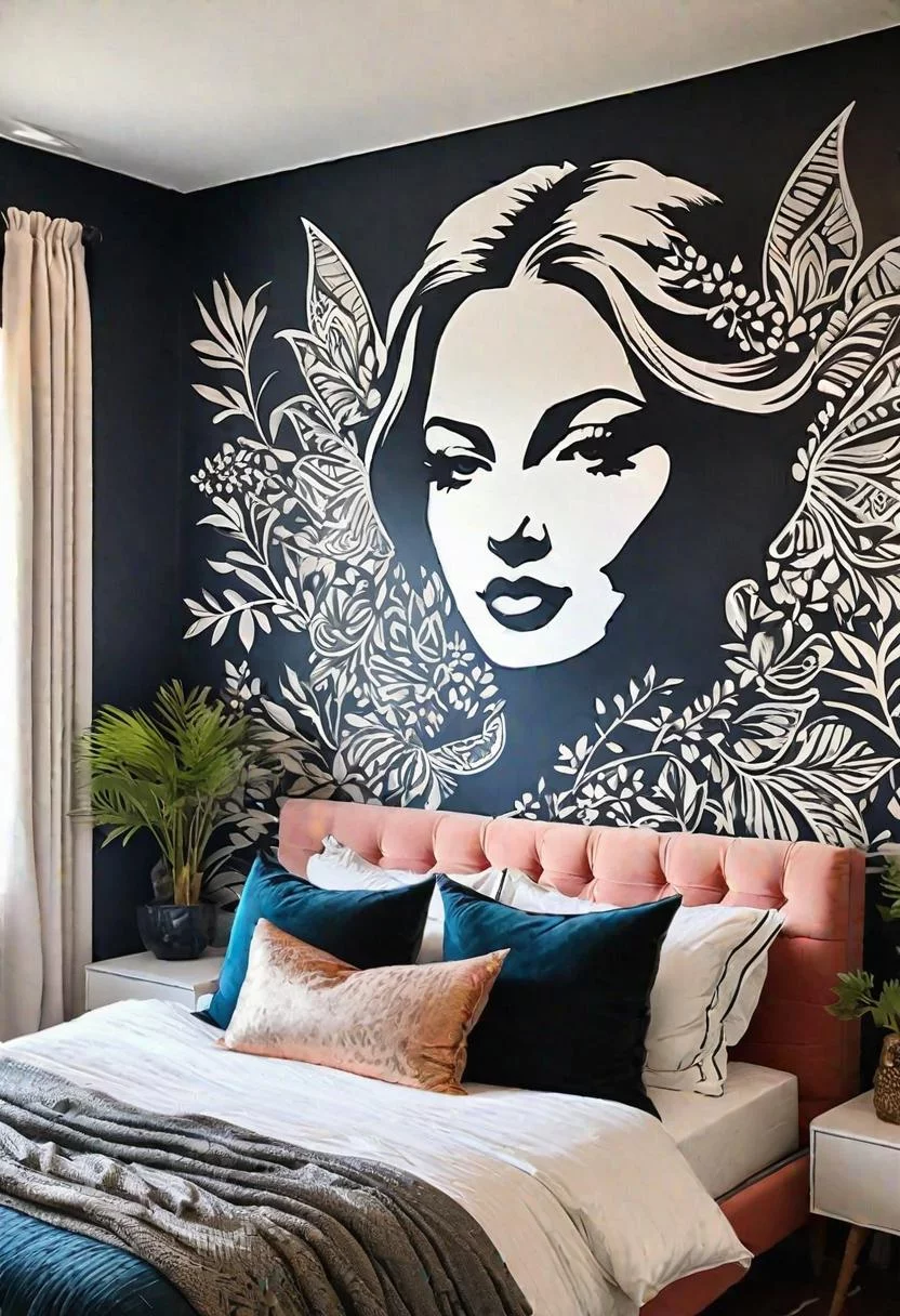 19. DIY Stencil Mural Idea-1