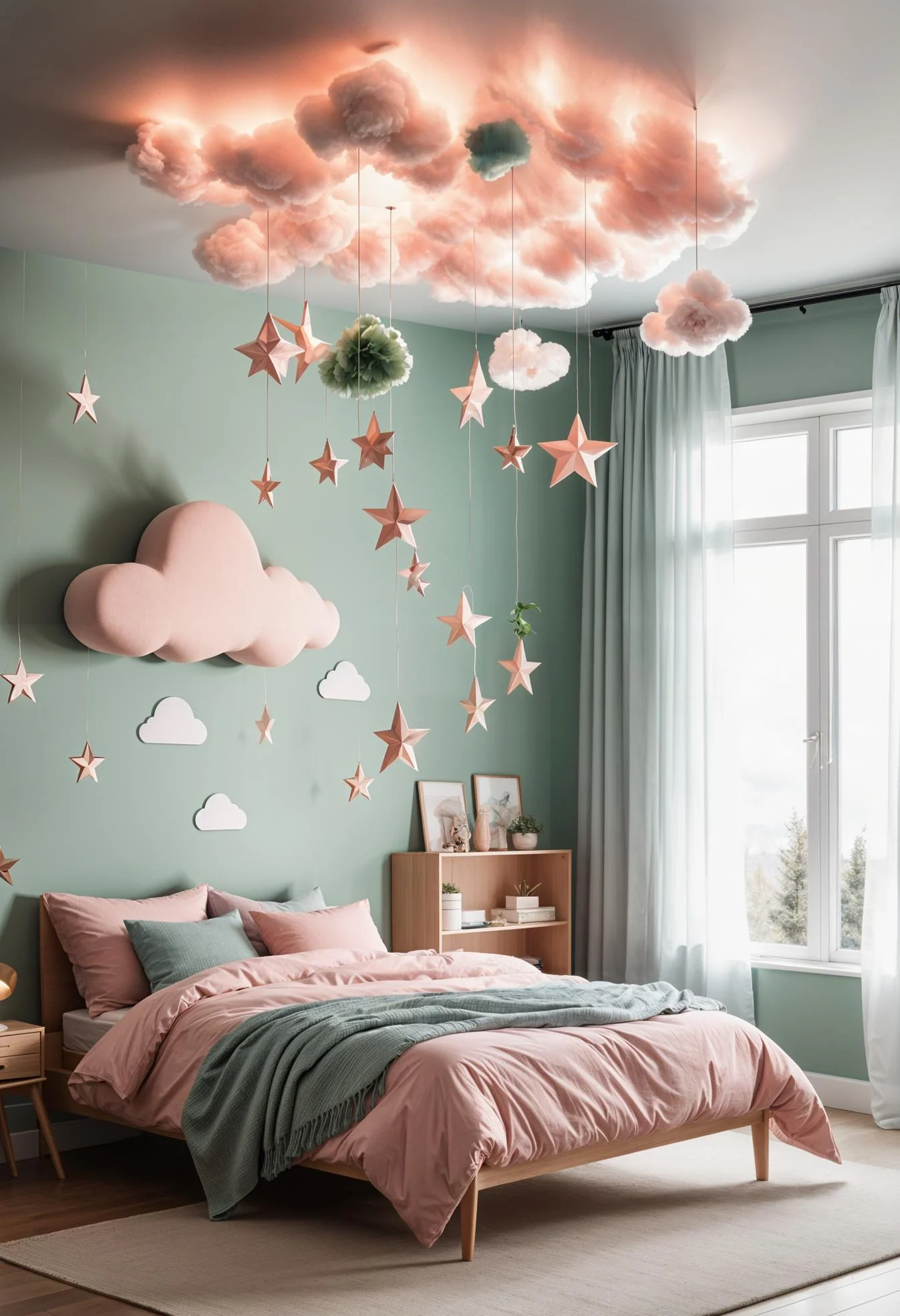 31 Chic Sage Green and Pink Bedroom Inspirations 27 18. Dreamy Nursery Mobiles Palette-0