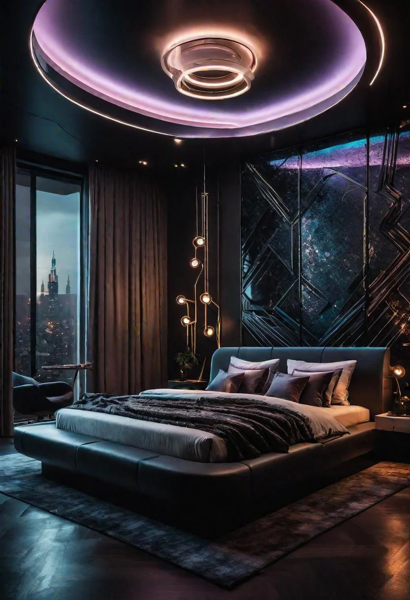 22 Enchanting Dark Feminine Bedroom Ideas to Inspire You 75 20. Dystopian Dream Bedroom-0