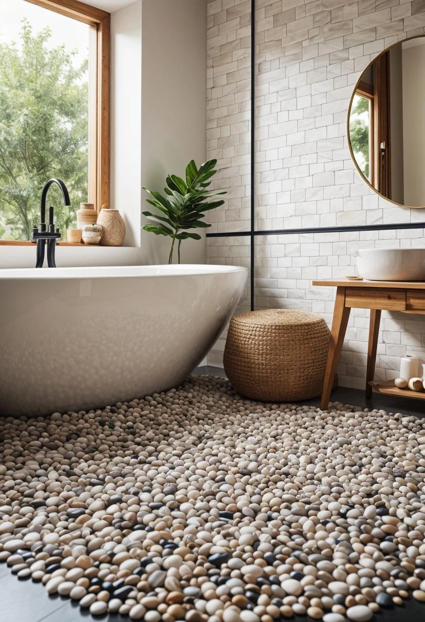 13. Earthy Pebble Stone Bathroom Floor-0