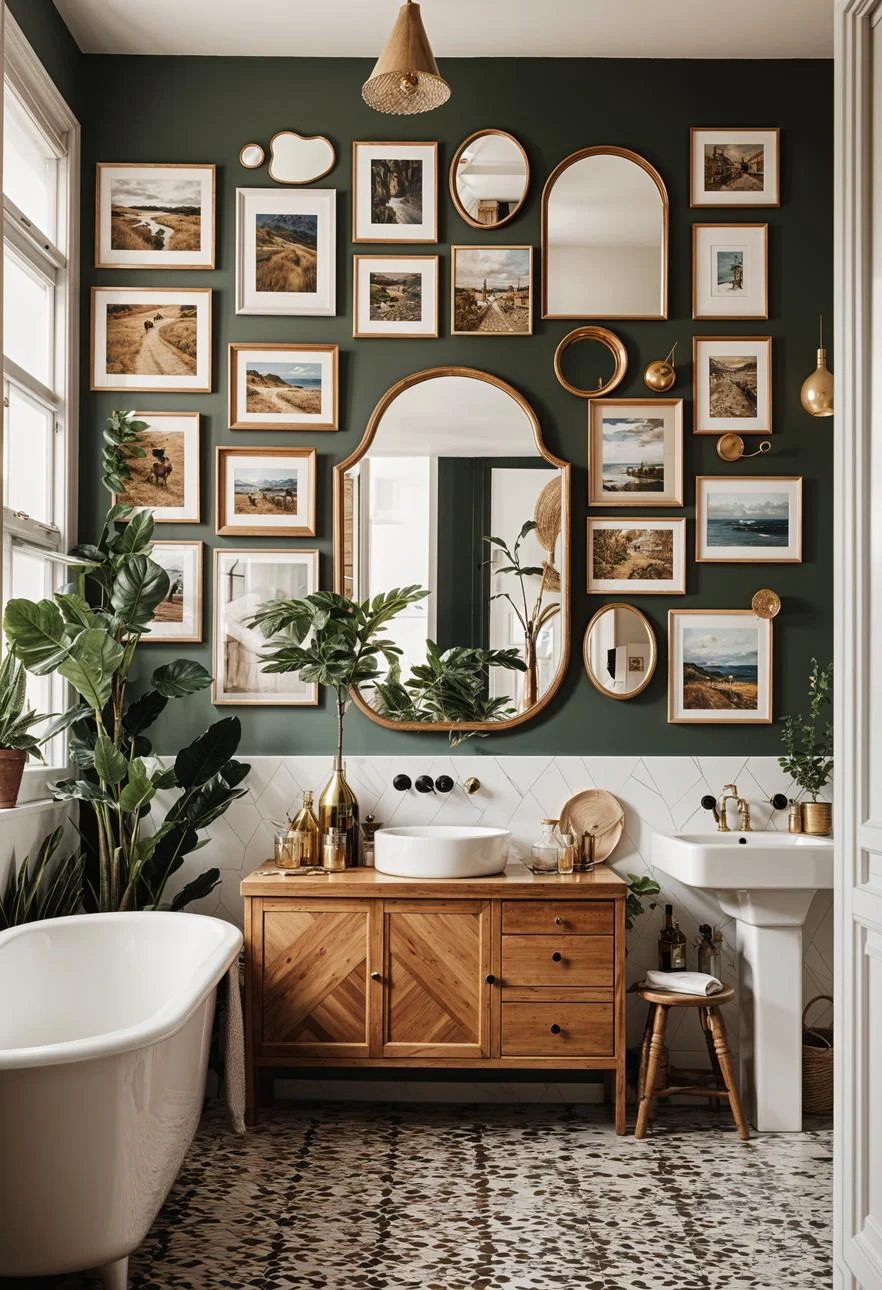 20. Eclectic Mirror Gallery Wall Ideas-1