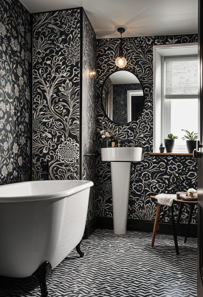 13. Eclectic Wallpaper Patterns for Bathrooms-0