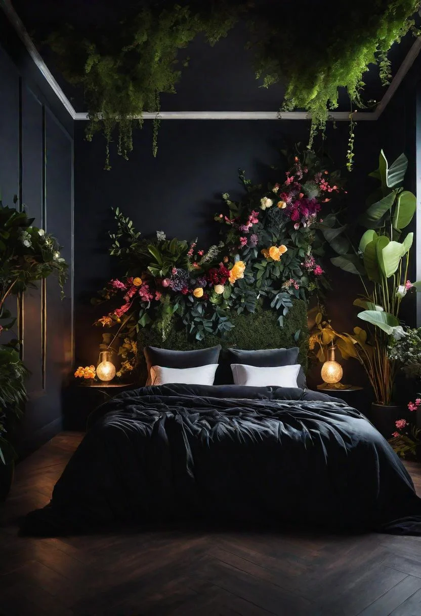 22 Enchanting Dark Feminine Bedroom Ideas to Inspire You 54 15. Enchanted Dark Feminine Retreat-0