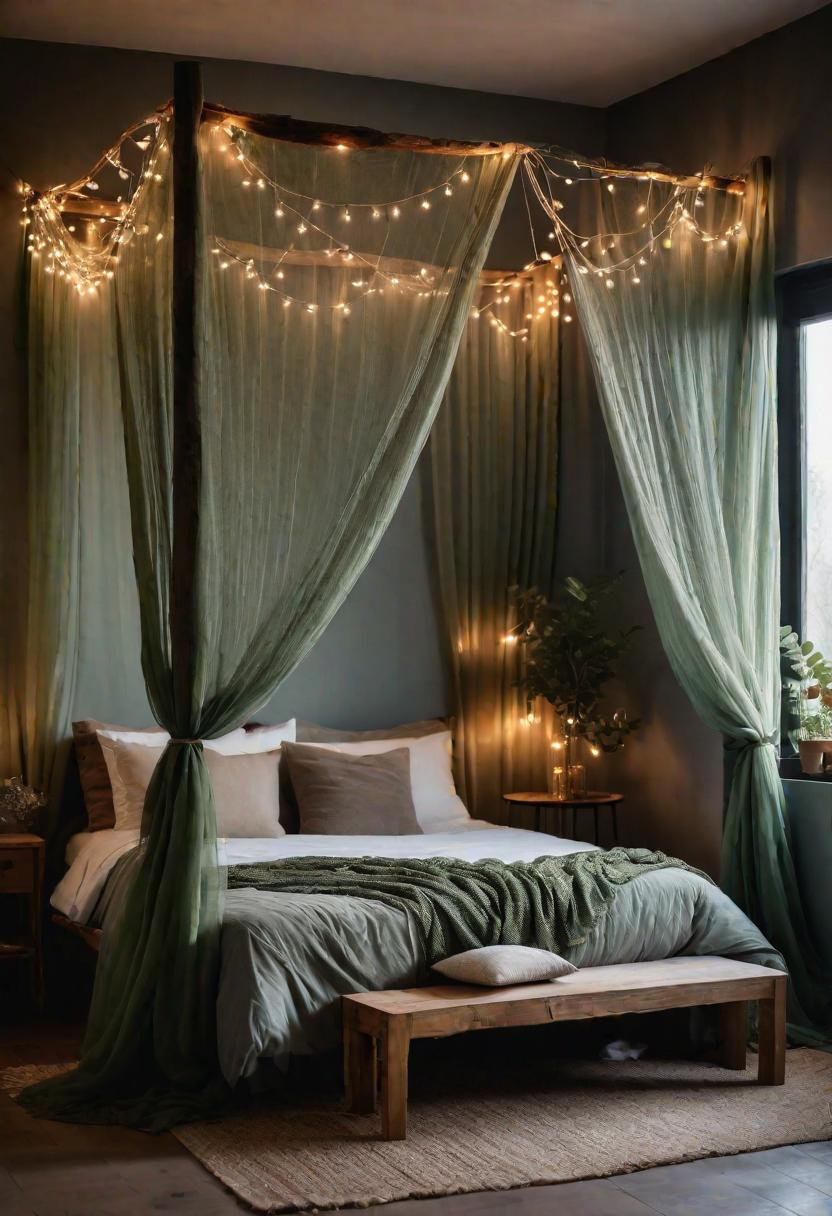 5. Enchanting Sage Green Canopy Bed-0