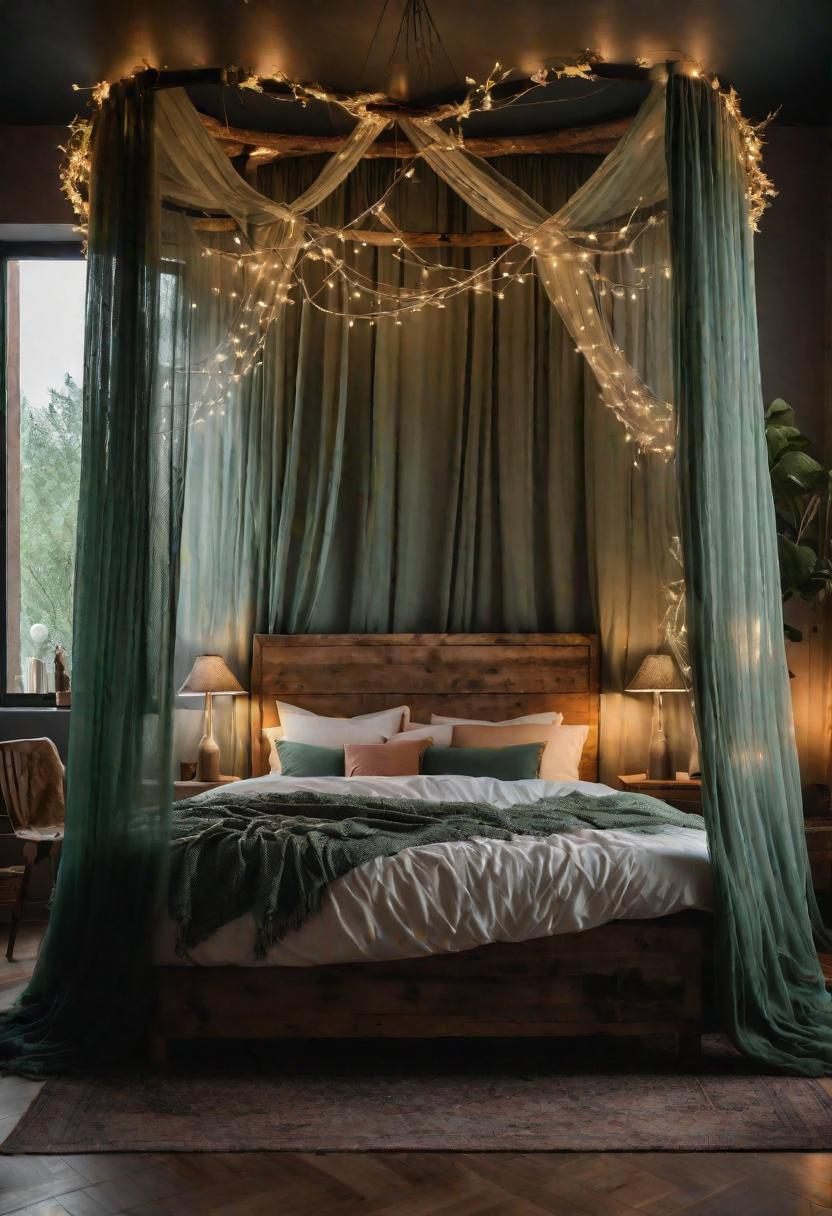 5. Enchanting Sage Green Canopy Bed-1