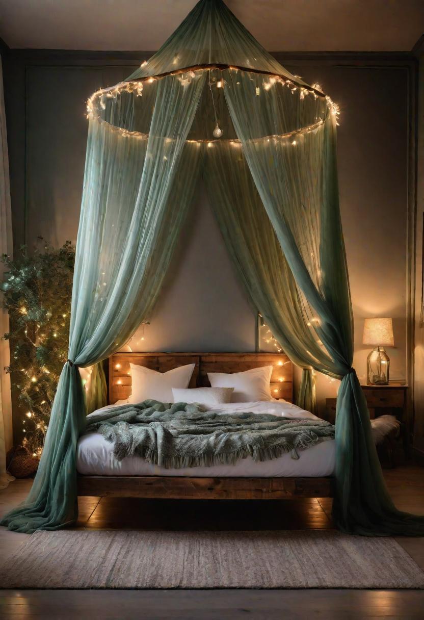 5. Enchanting Sage Green Canopy Bed-2