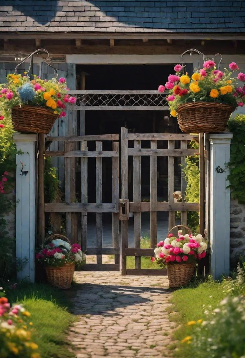 19 Inspiring Farmhouse Gate Ideas for Charming Entrances 23 16. Floral Farm Gate DIY-0