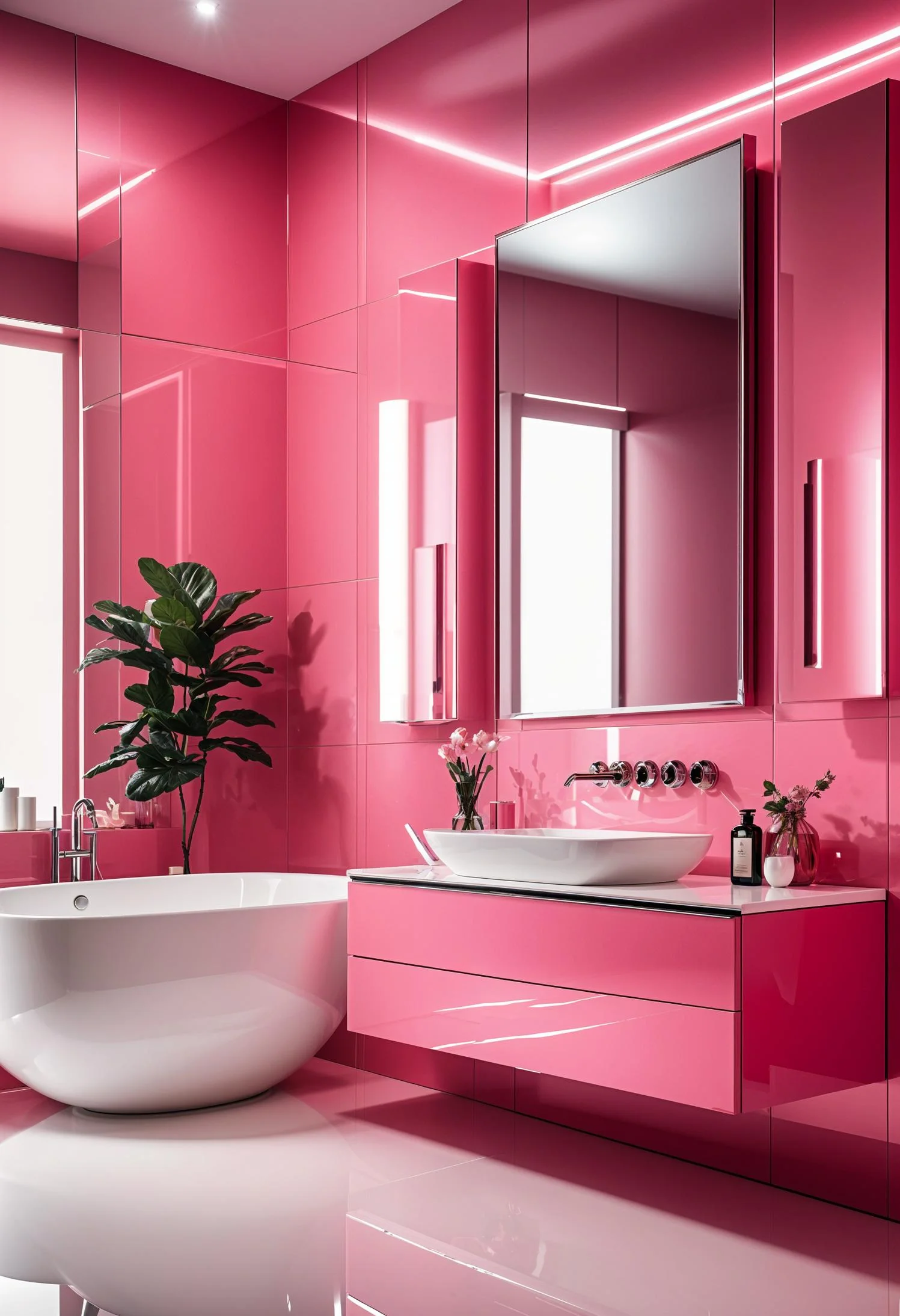 12. Futuristic Pink Bathroom Style-0